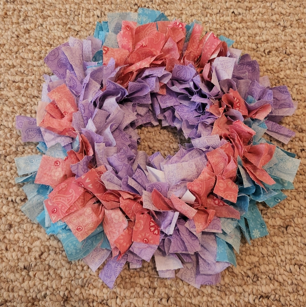 Handmade Pastel Fabric Wreath 8 Inch